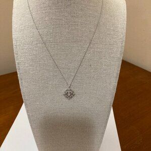 18K White Gold Diamond Pendant 16"